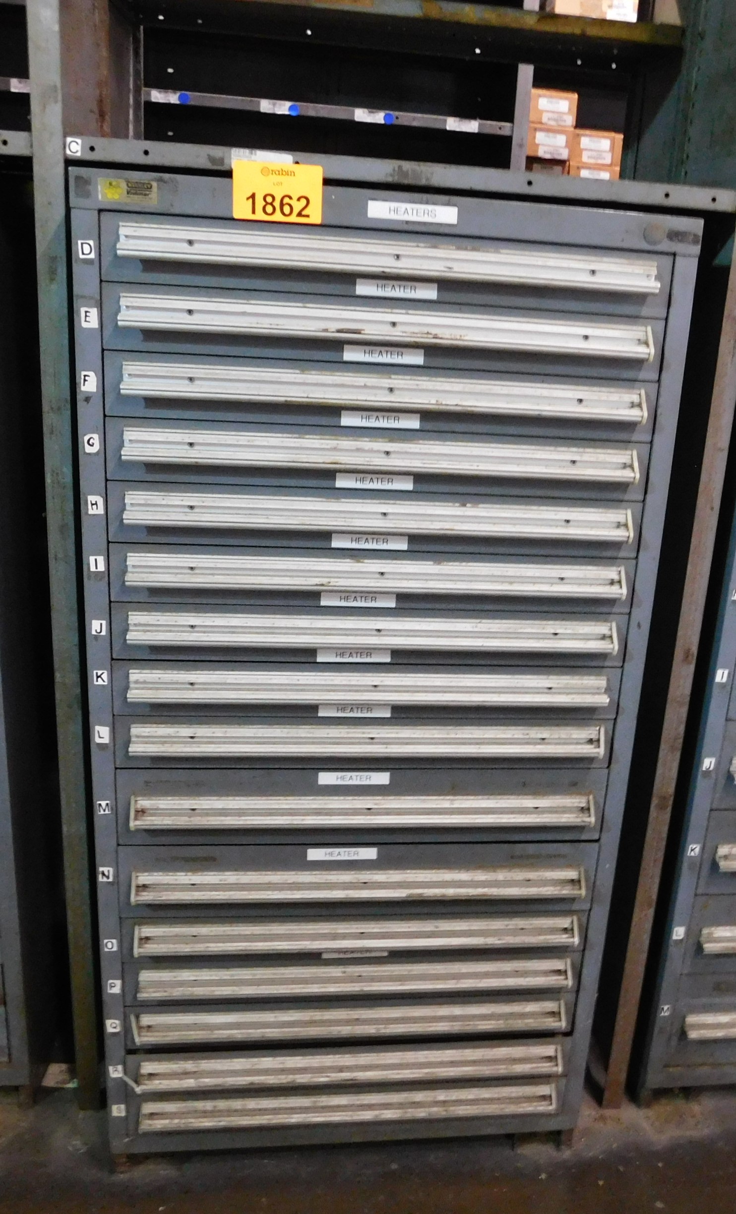 Stanley Vidmar 16-drawer parts cabinet, tool chest