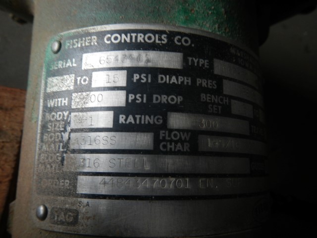 Fisher 1" 300 Class 316 Stainless Steel Control Valve, Transamerican