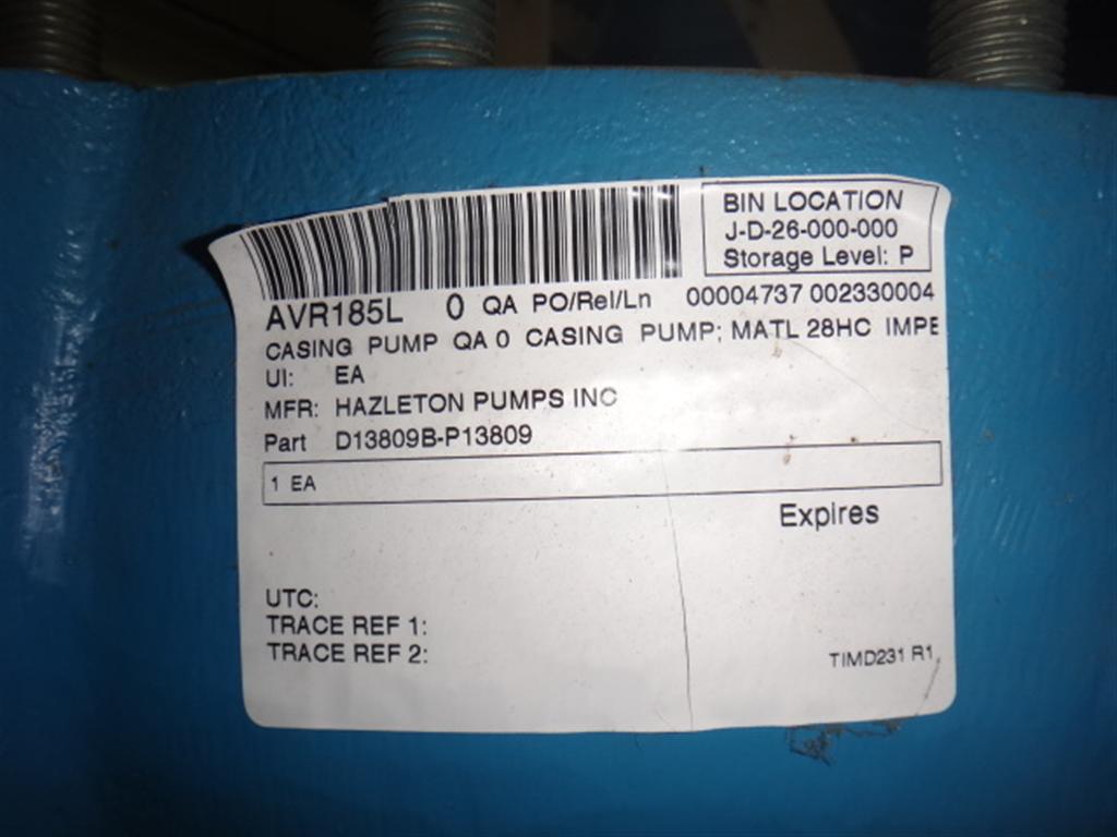 Hazelton pump casing, Transamerican Equipment Company