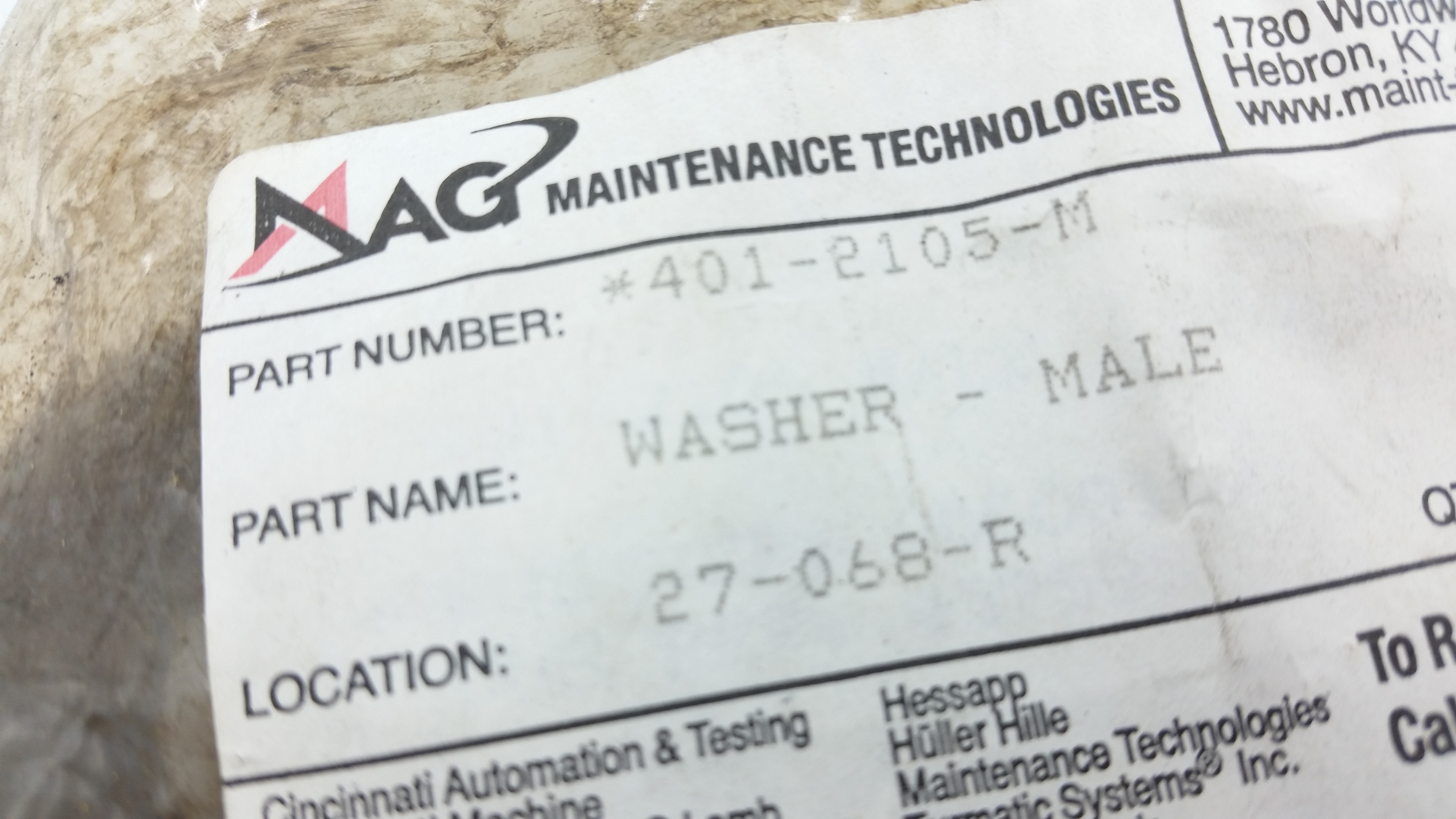 Maintenance Technologies Male Washer 401-2105-M