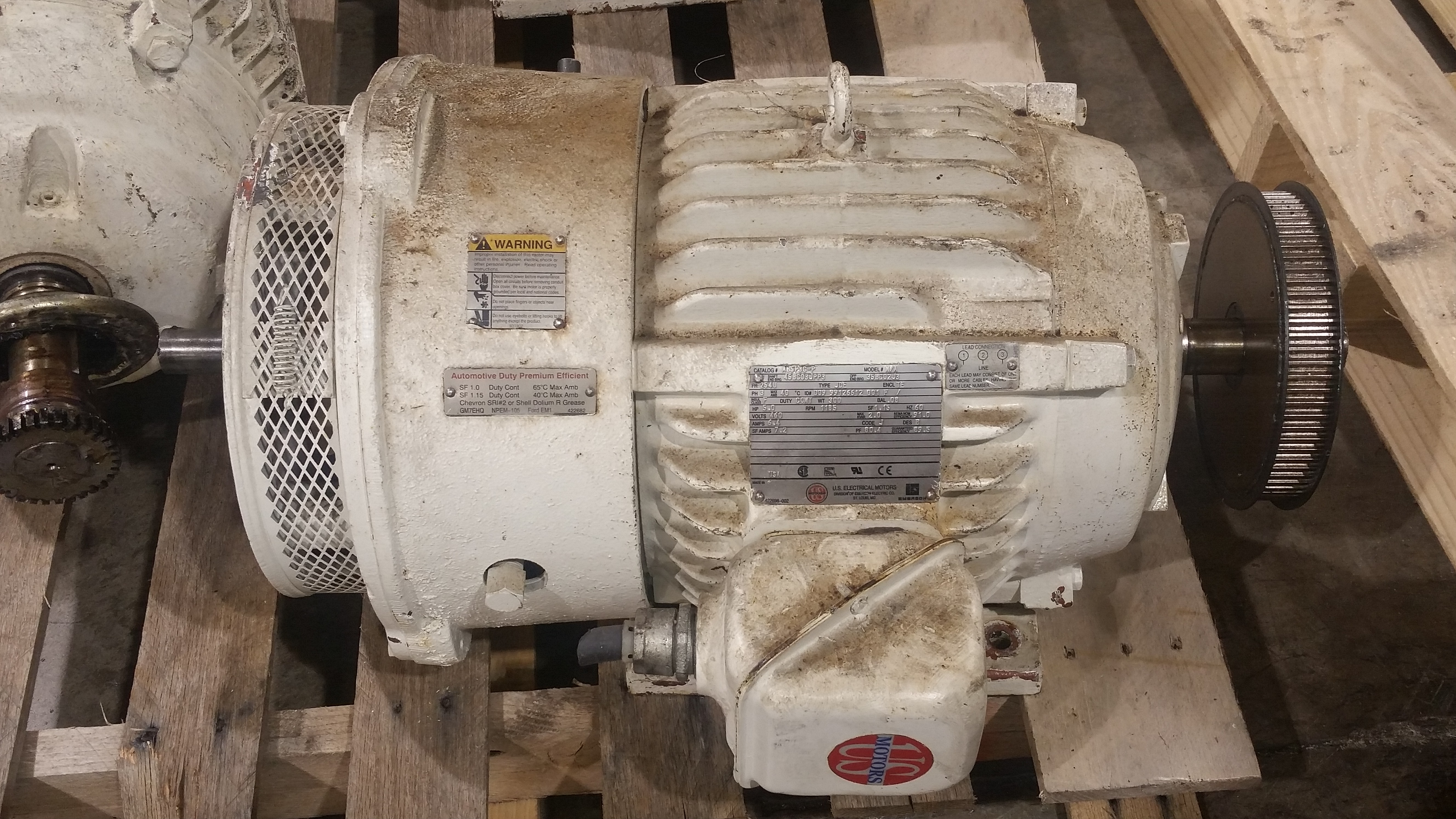 US Motors 5HP; 1185RPM; 460V; Frame: 254U D09 99126612 001 F