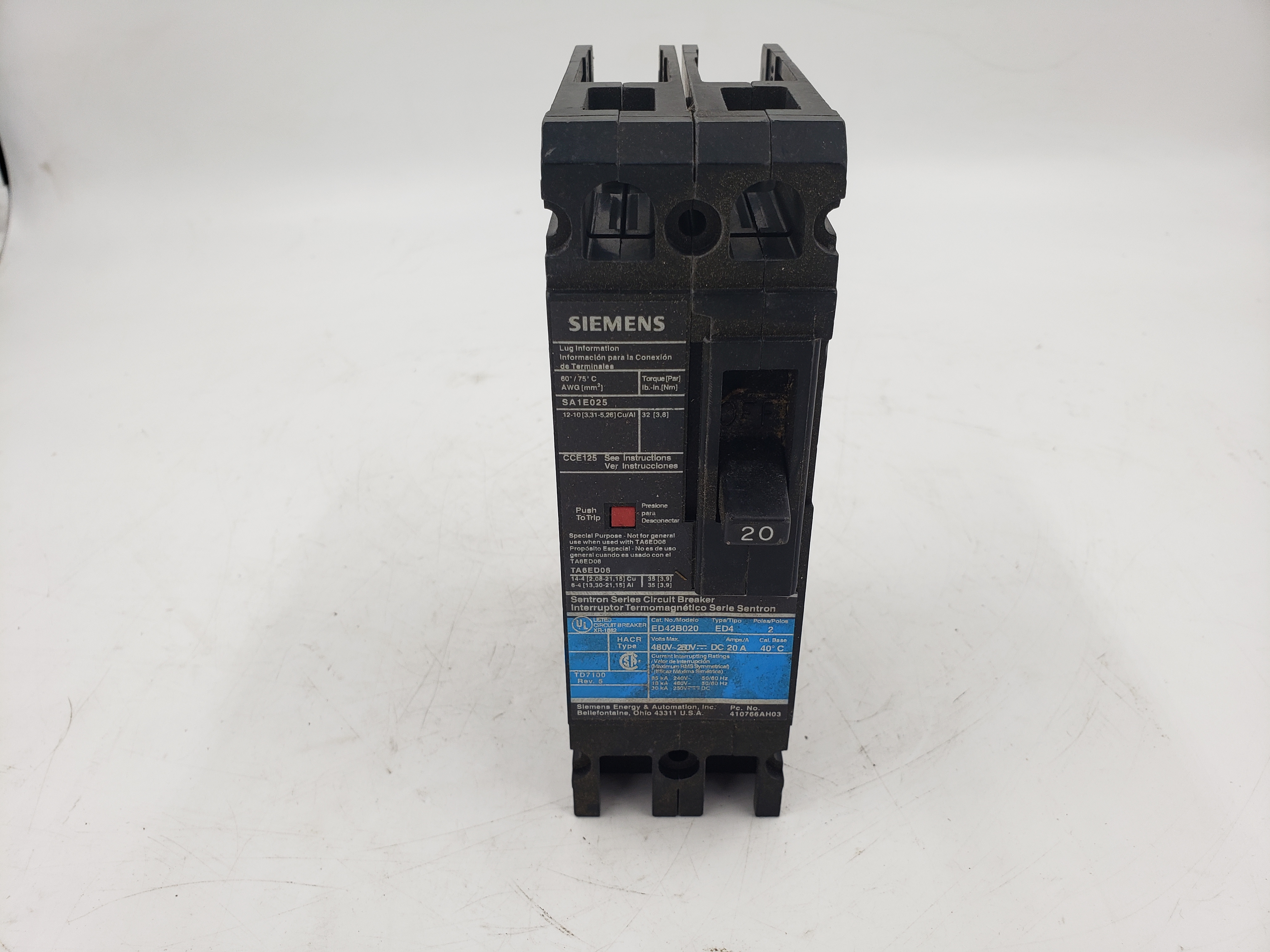 Siemens 20 Amp Circuit Breaker ED42B020