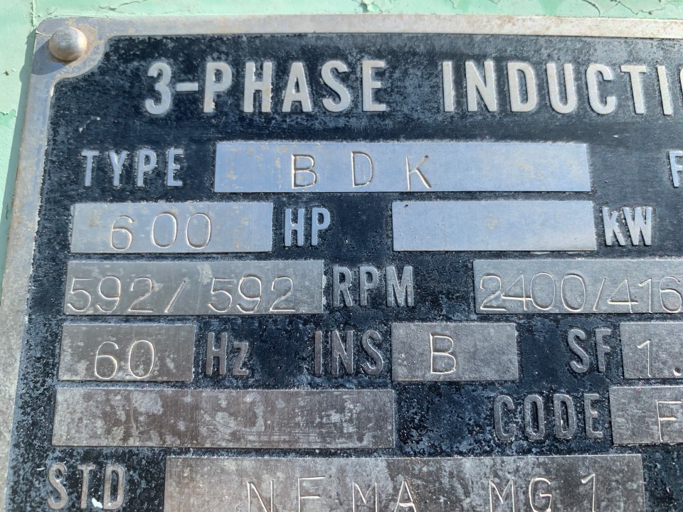 Yaskawa 600 HP, 600 RPM, ELectric Motor, Transamerican Equipment Company