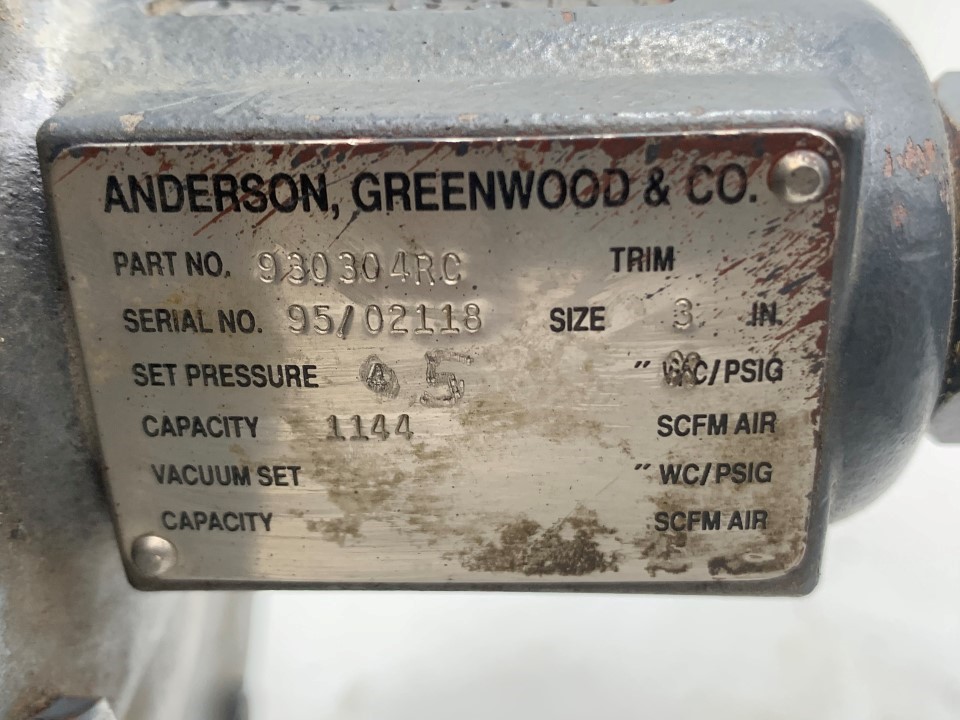 Anderson Greenwood 930304RC Pressure Relief Valve, Transamerican ...